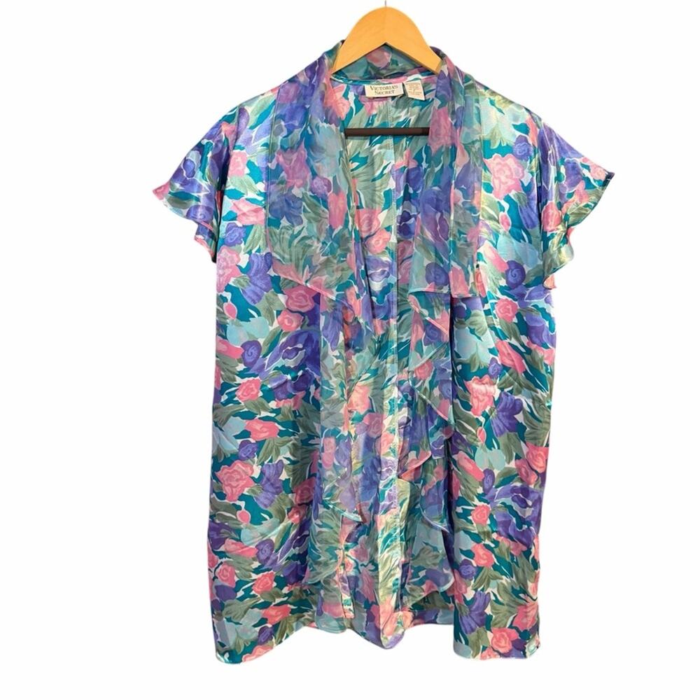 Vintage Victorias Secret Floral Duster Small Cottagecore Fairycore Whimsygoth - Picture 2 of 7